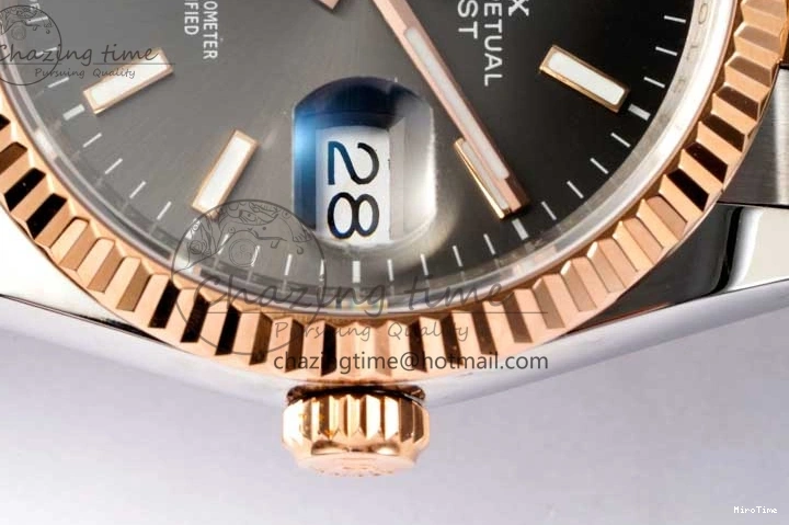 MiroTime 0504 DateJust 36 SS RG DIWF 1:1 Best Edition 904L Steel Gray Stick Dial on Jubilee Bracelet SA Original 2321